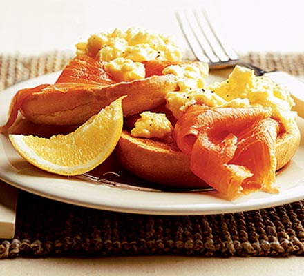 Smoked salmon & lemon scrambled eggs