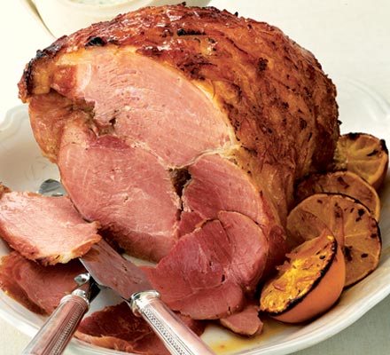 Glazed gammon with parsley & cider sauce