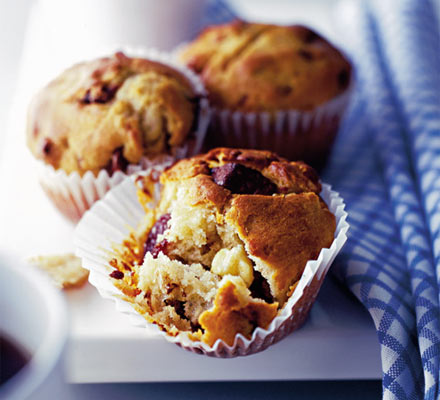 Choc-cherry muffins