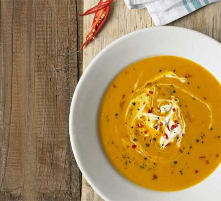 Butternut squash soup with chilli & crème fraîche