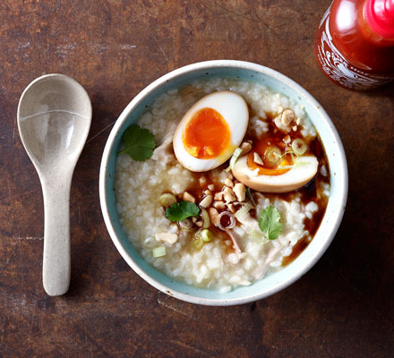 Congee with soy eggs