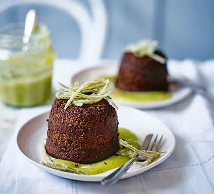 Chocolate lime fondants with candied lime peel