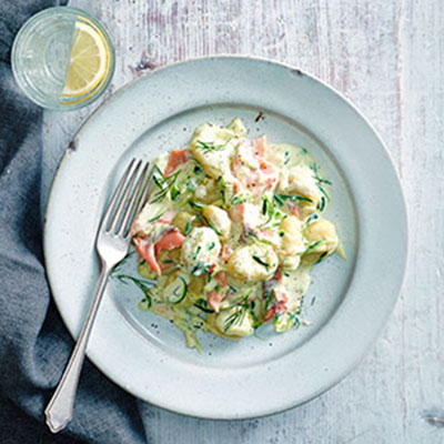 Creamy gnocchi with smoked trout & dill