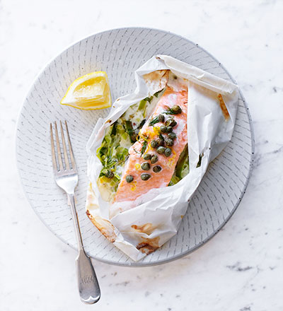 Salmon & leek parcel