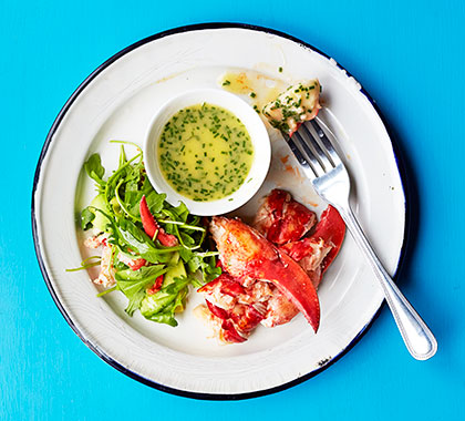 Lobster with lemon & herb butter sauce
