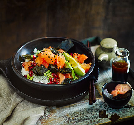 Salmon sushi salad
