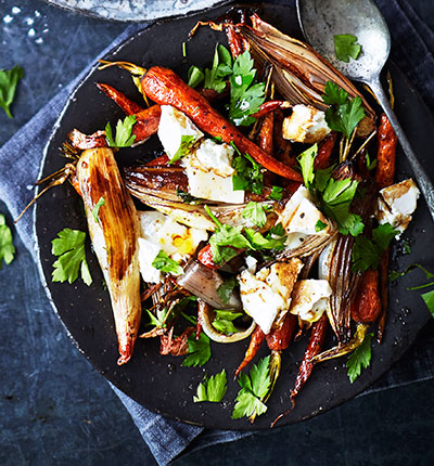 Balsamic shallots & carrots with goat’s cheese