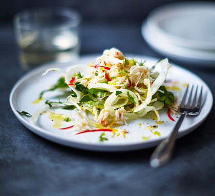 Chilli crab with shaved fennel & parsley salad