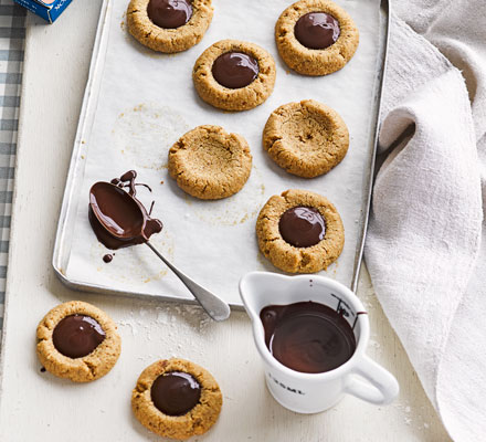 Chocolate & hazelnut thumbprint cookies
