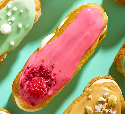 Raspberry & cardamom eclairs