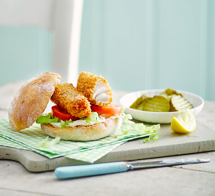 Southern fried fish finger sandwiches