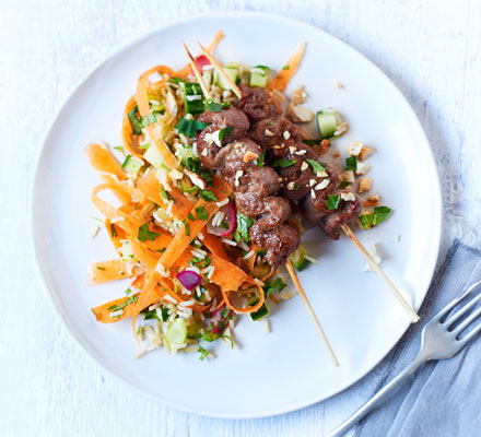 Zingy teriyaki beef skewers