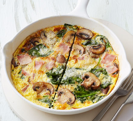 Ham, mushroom & spinach frittata