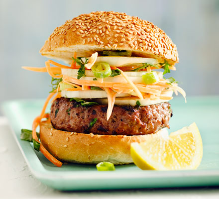 Herby burgers with fennel slaw