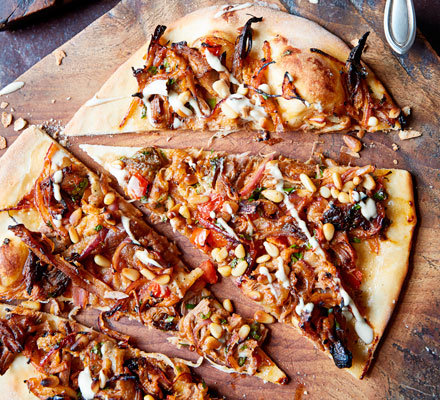 Lamb shoulder & smoky aubergine flatbread