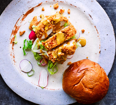 Chicken katsu curry burger