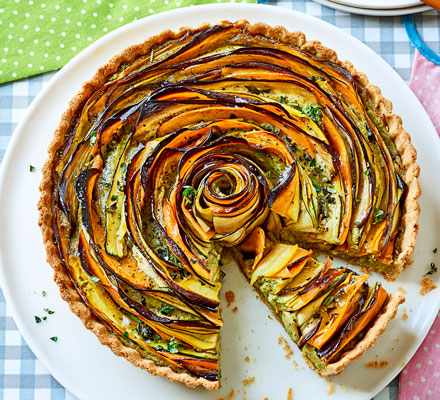 Summer vegetable & pesto rose tart