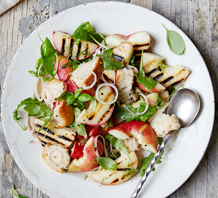 Grilled peach panzanella