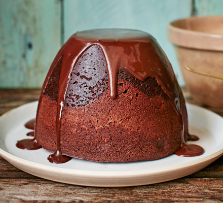 Chocolate-orange steamed pudding with chocolate sauce