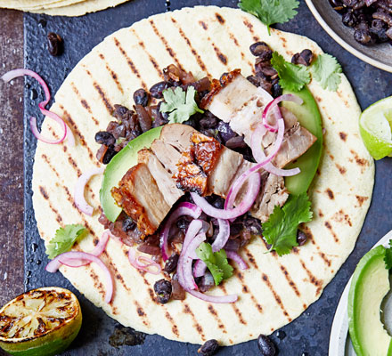 Pork & black bean tacos