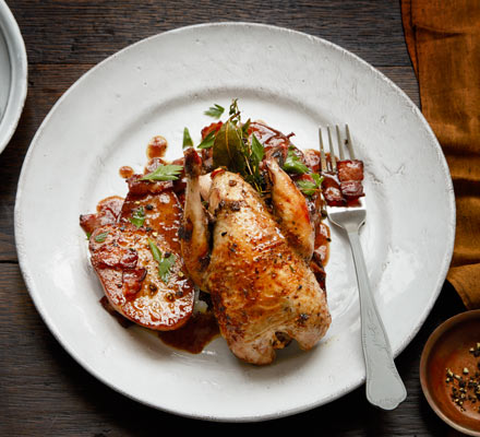 One-pot partridge with drunken potatoes