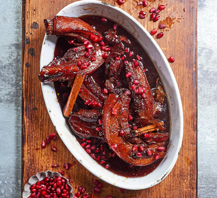 Pomegranate-braised pork belly