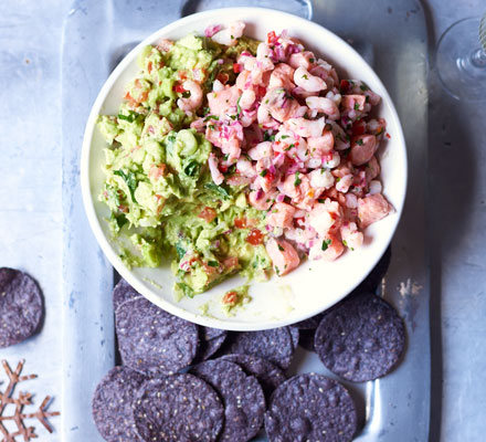 Christmas ceviche with guacamole