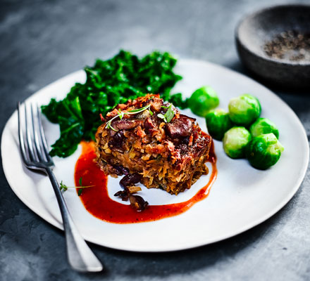 Sweet potato & chestnut roast with tangy tomato sauce