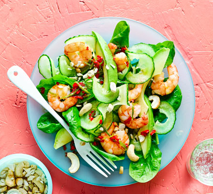 Prawn, avocado & cucumber salad