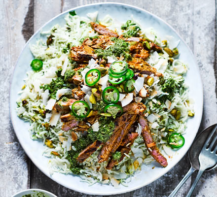 Coconut lamb & pistachio rice salad