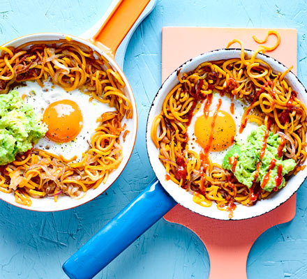 Sweet potato hash, eggs & smashed avo