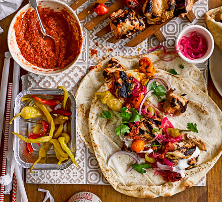 Turkish kebabs with tomato chilli sauce