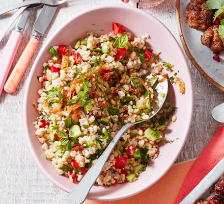 Barley & bulgur chopped herb salad