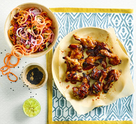 Korean chicken wings with sesame slaw