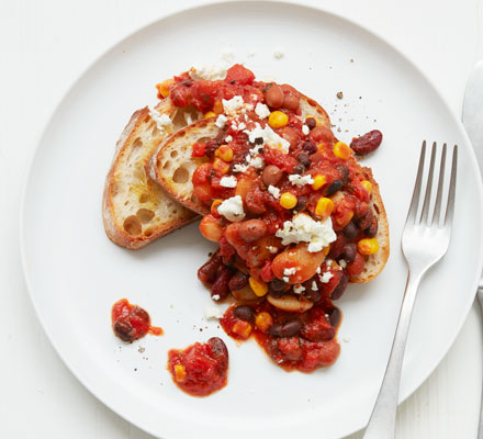 Beans & feta on sourdough toast