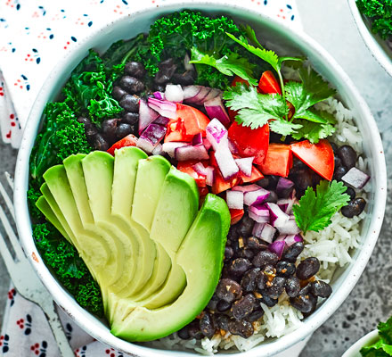 Burrito bowl with chipotle black beans