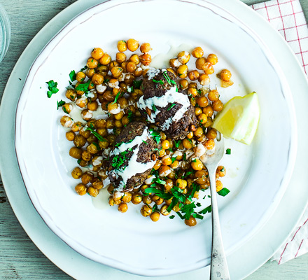 Spiced koftas with honey & chickpeas