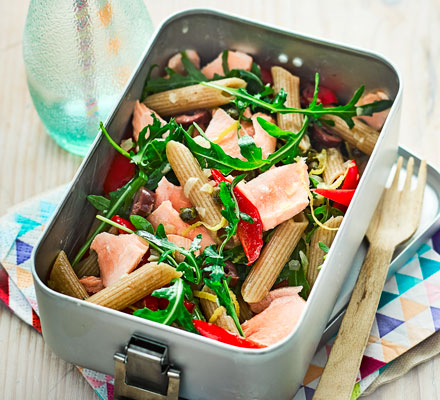 Salmon pasta salad with lemon & capers