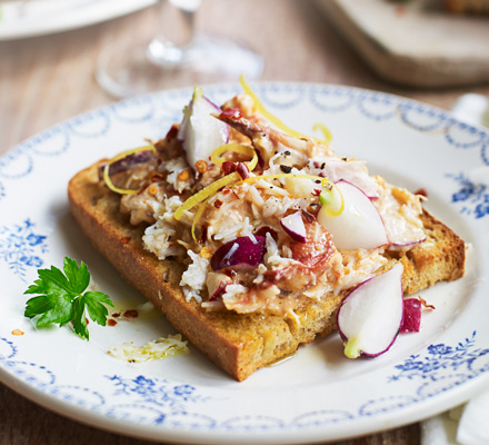 Simple crab bruschetta