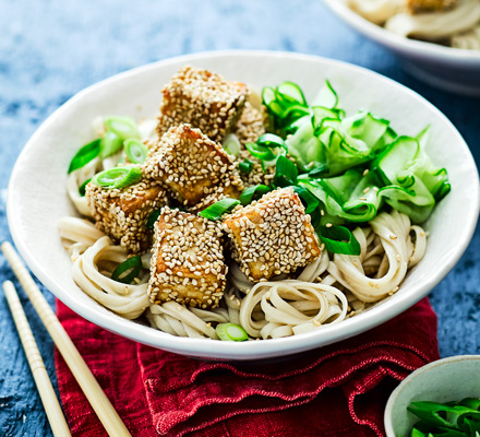 Sticky tofu with noodles