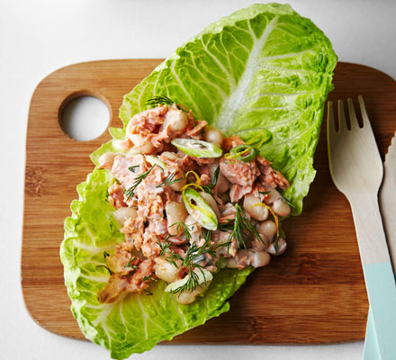 Lemony salmon & lettuce wraps