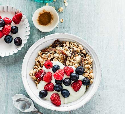 Homemade muesli with oats, dates & berries