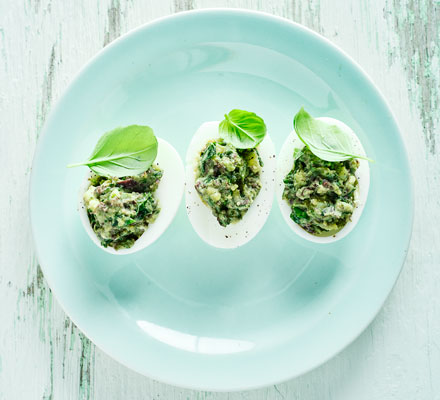 Basil & olive eggs