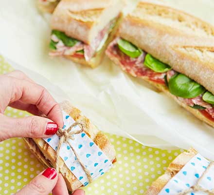 Mozzarella & salami picnic baguette