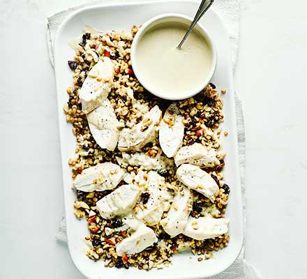 Nutty chicken grain salad