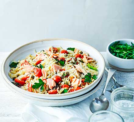 Tuna & caper orzo with parsley