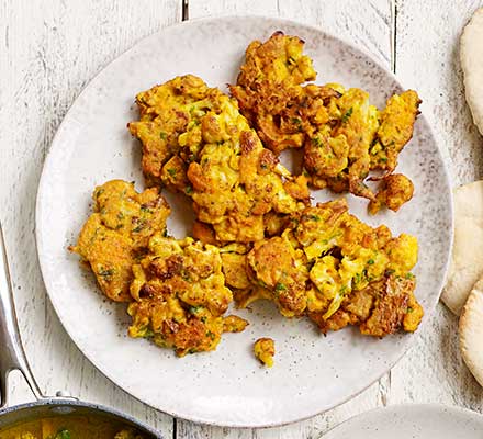 Cauliflower & squash fritters with mint & feta dip