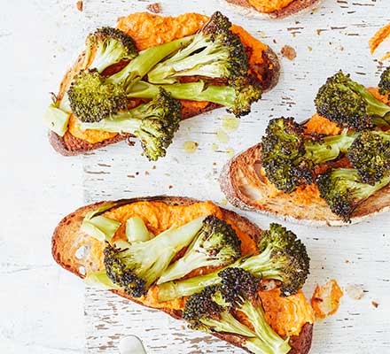 Charred broccoli & cheat’s romesco toast