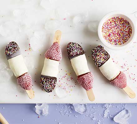 Frozen banana lollies