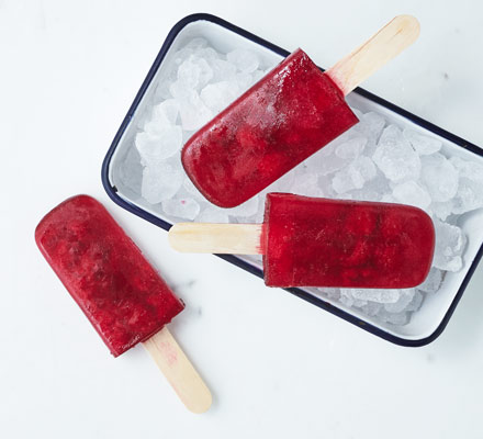 Raspberry tea ice lollies